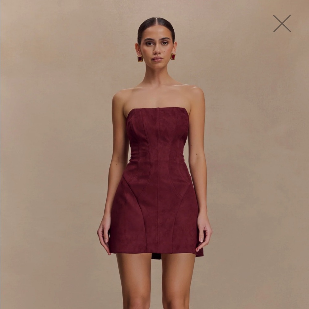 Meshki Strapless Wine Dress - Picture 1 of 5